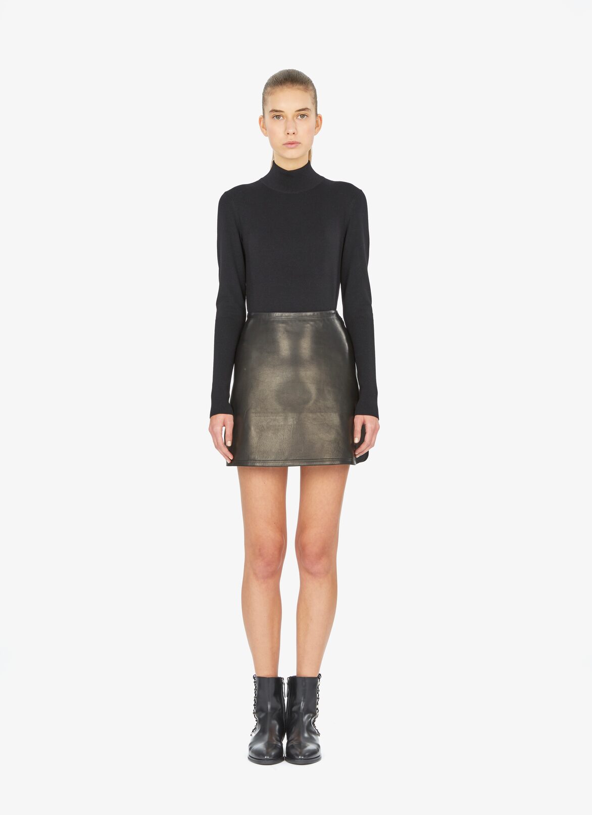 Mini Leather Skirt ALAÏA BLACK MINI LEATHER SKIRT